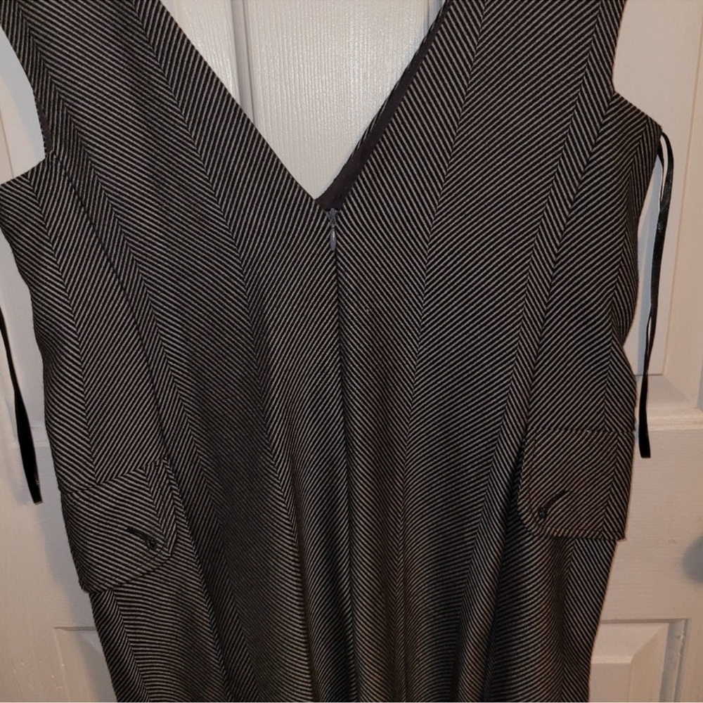 Anthropologie Cartonnier Wide Leg Black/Gray  Tweed Herring Bone Jumpsuit SZ M - Picture 4 of 11